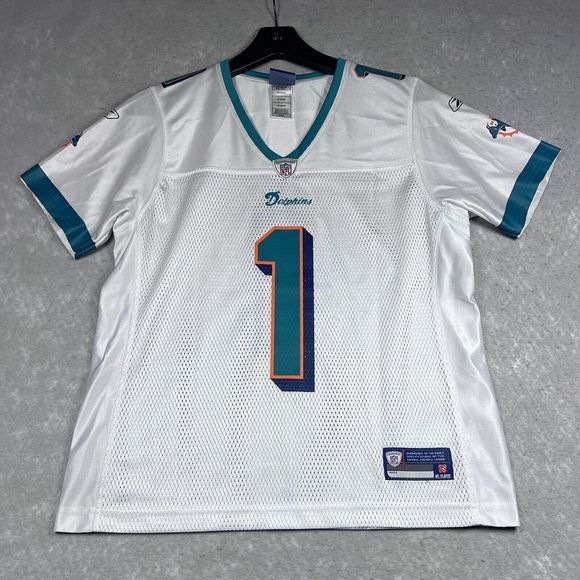 Reebok On Field Jersey Women’s Medium White NFL Miami Dolphins #1 Mench 1966 - Picture 1 of 13